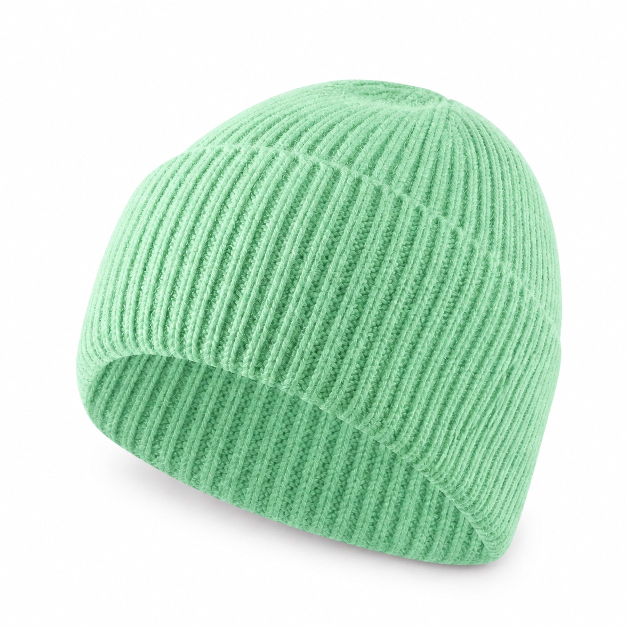Fold Cuff Cashmere Beanie — Mint Green