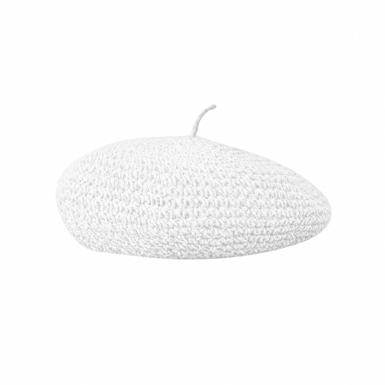 Straw Hollow Knit Beret Sun Hat — White