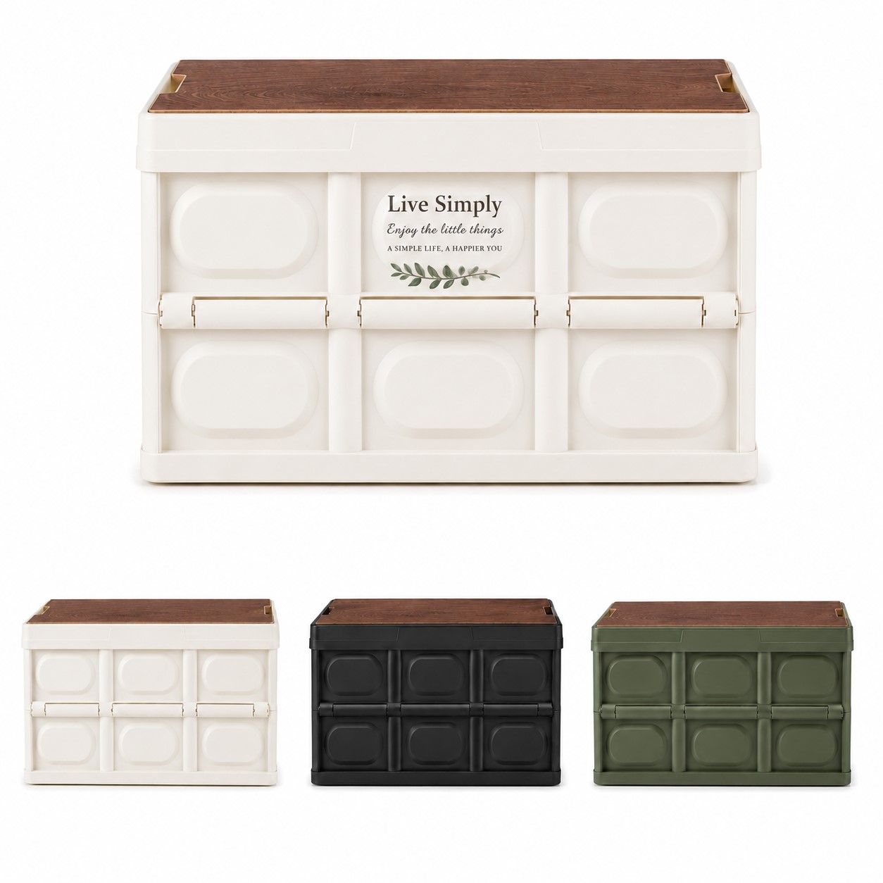 Folding Polypropylene Storage Bin With Tabletop Lid