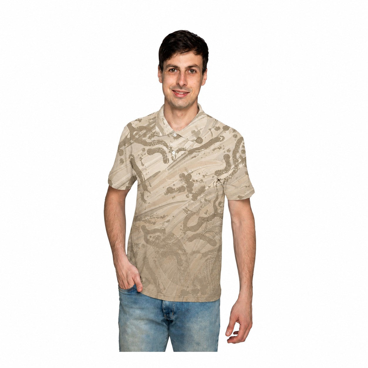 Polyester Performance Polo Shirt — Natural Beige