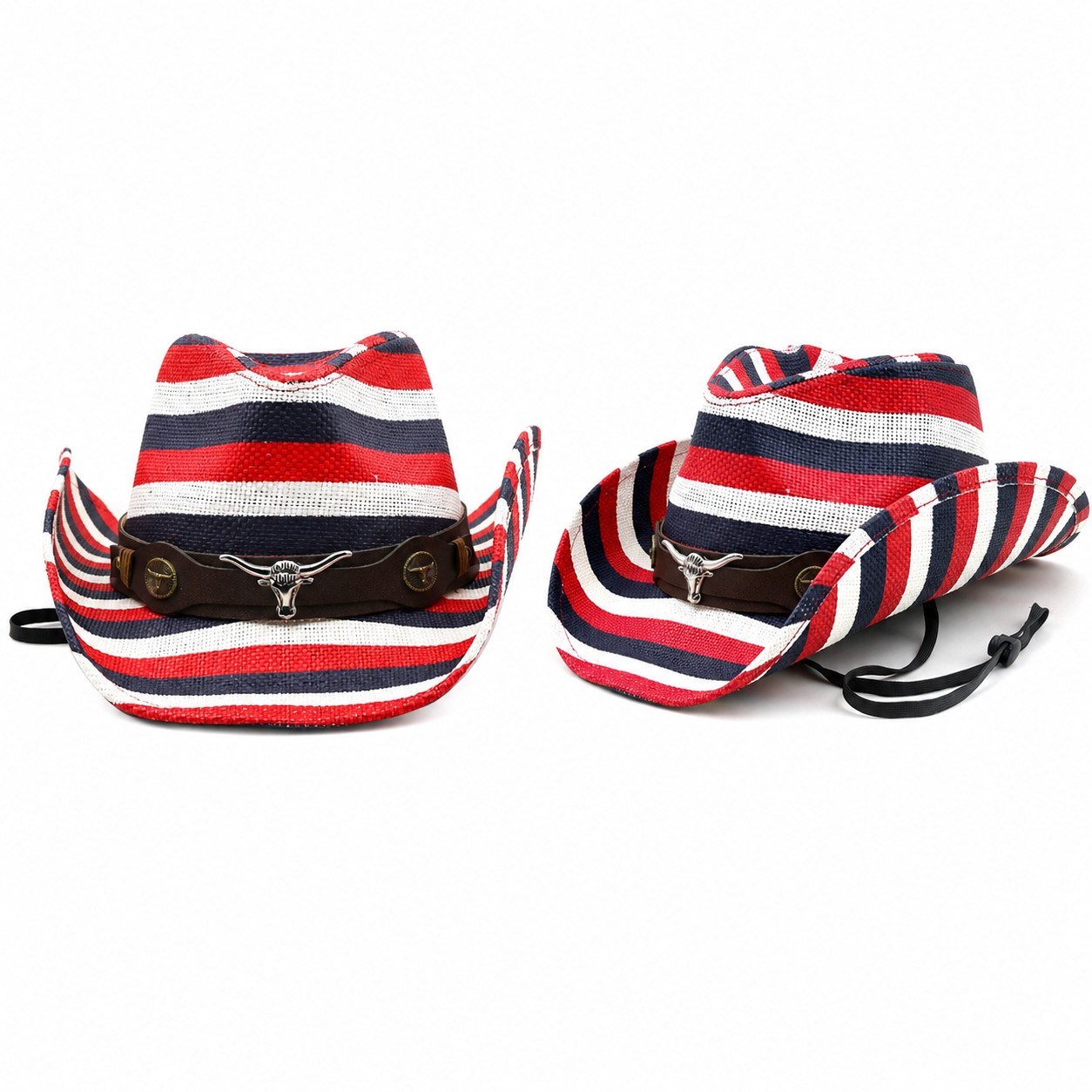 Striped Polyester Western Cowboy Hat
