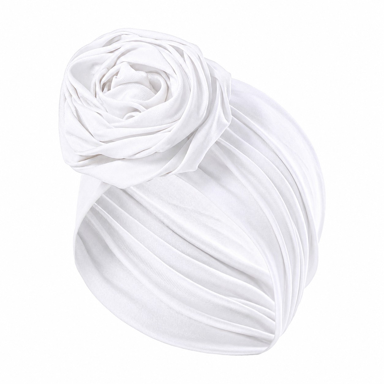 Polyester Rose Turban Headwrap Hat — White