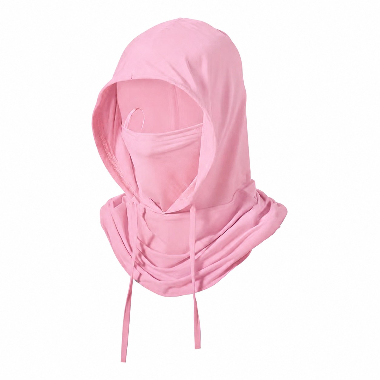 Polyester Hooded Sun Face Cover — Pink