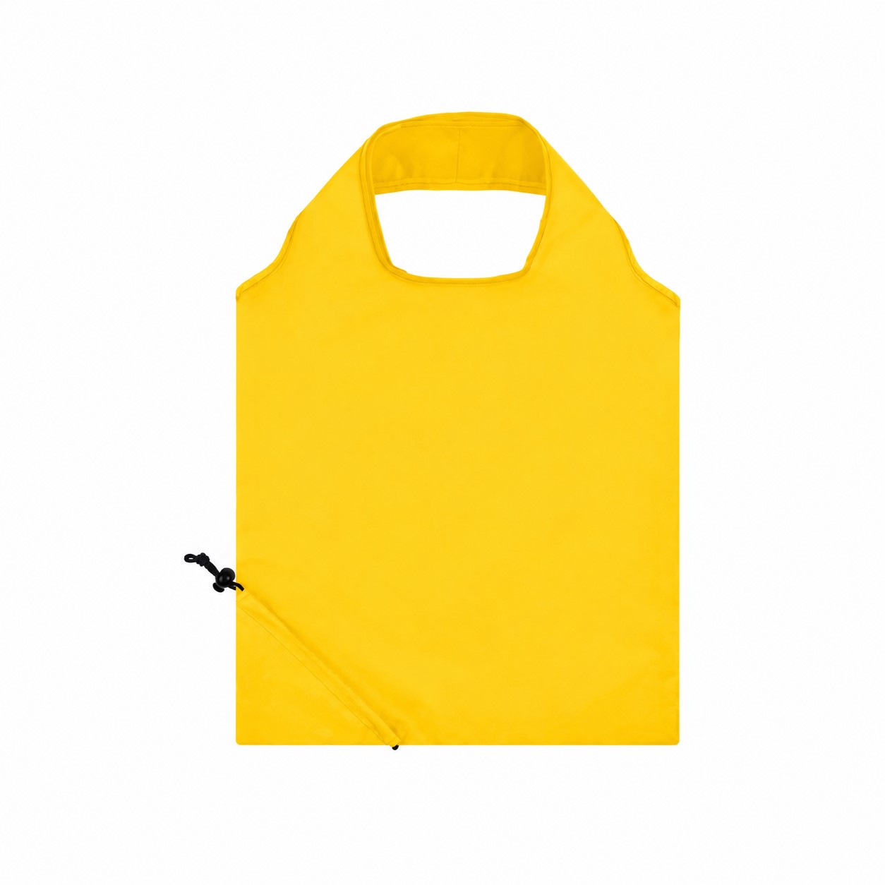 210T Polyester Foldable Tote with Drawstring Pouch — Yellow