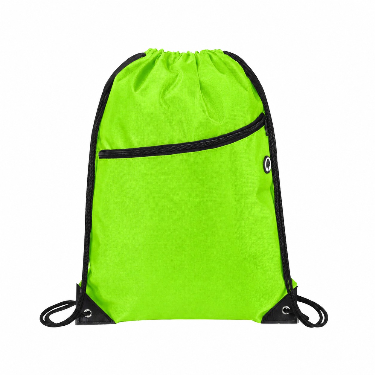 420D Polyester Heavy Drawstring Bag — Lime Green