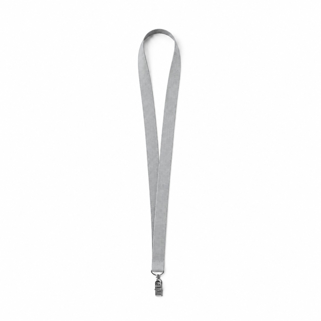 Polyester Bulldog Clip Badge Lanyard — Silver