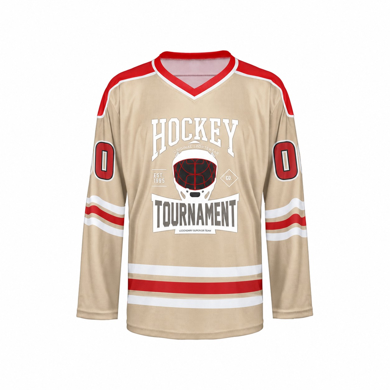 Mesh Polyester Ice Hockey Jersey — Natural Beige
