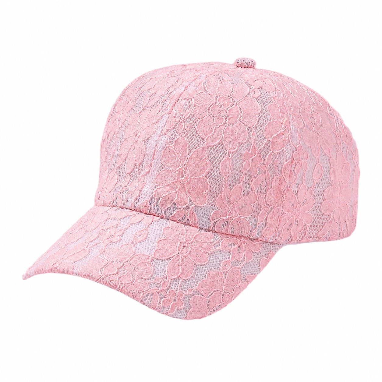 Polyester Floral Lace Baseball Cap — Pink