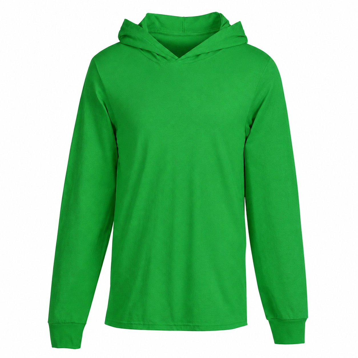 Cotton Jersey Hooded Long Sleeve Shirt — Green
