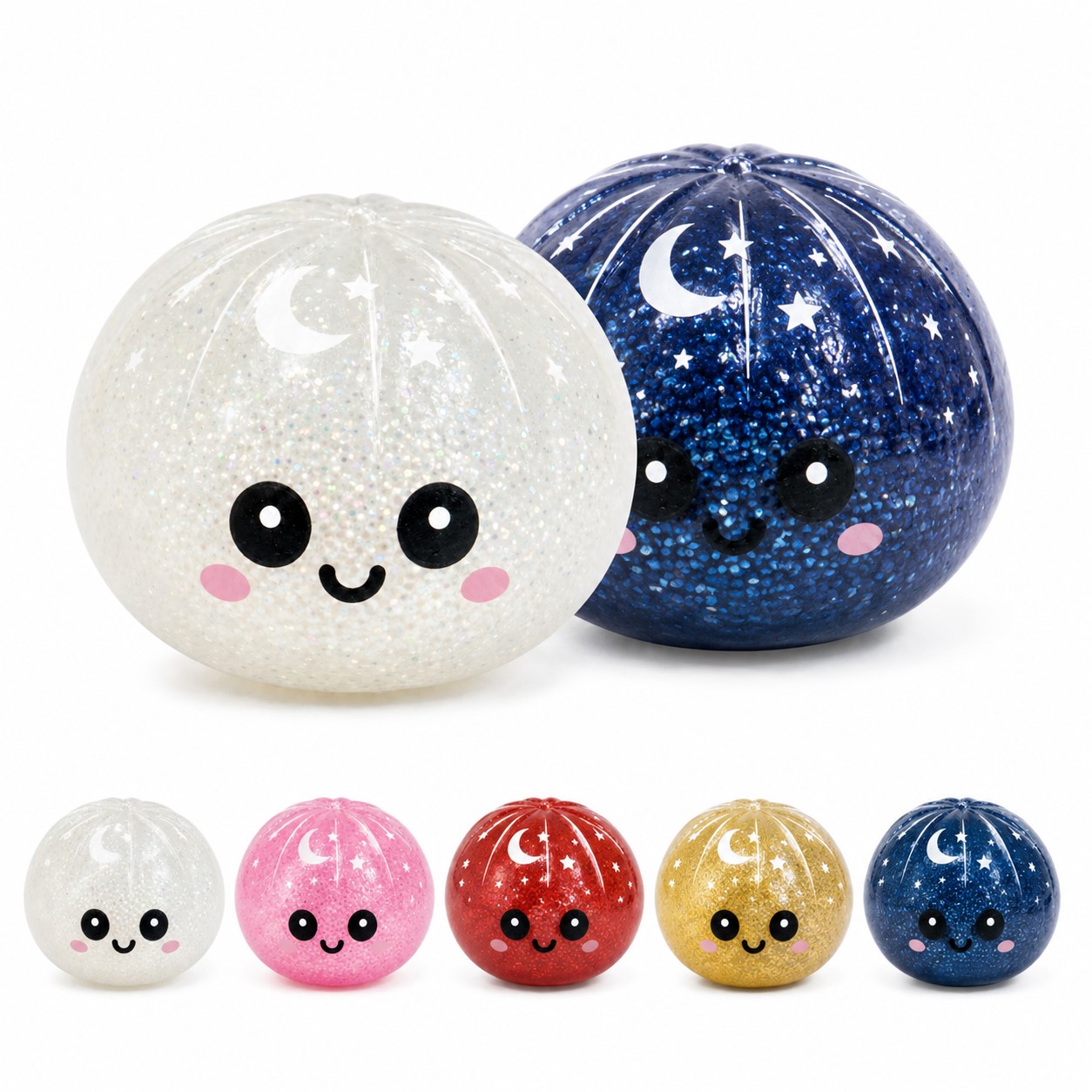 Glitter Steamer Bun Rubber Stress Toy