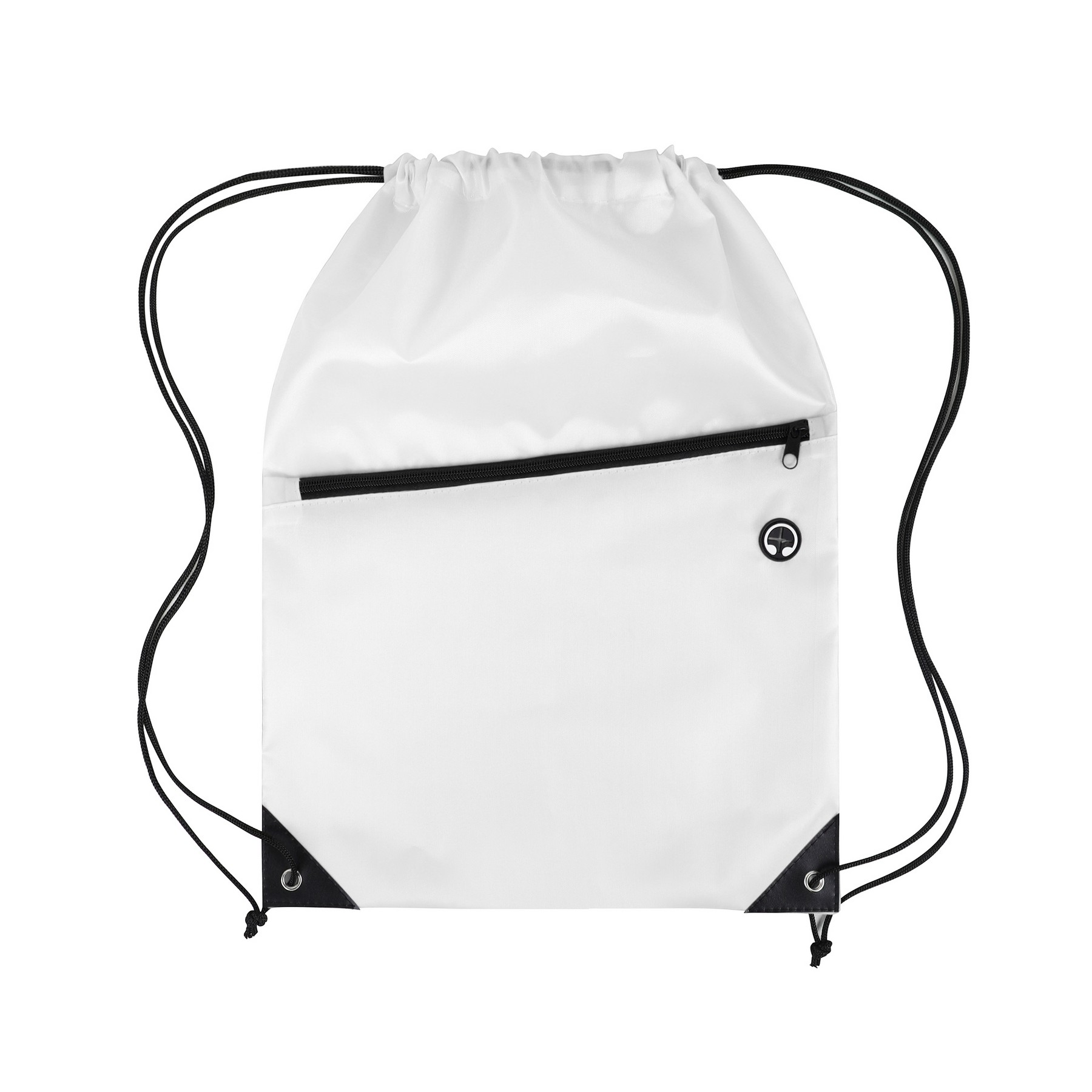 210D Polyester Zippered Drawstring Bag — view 2