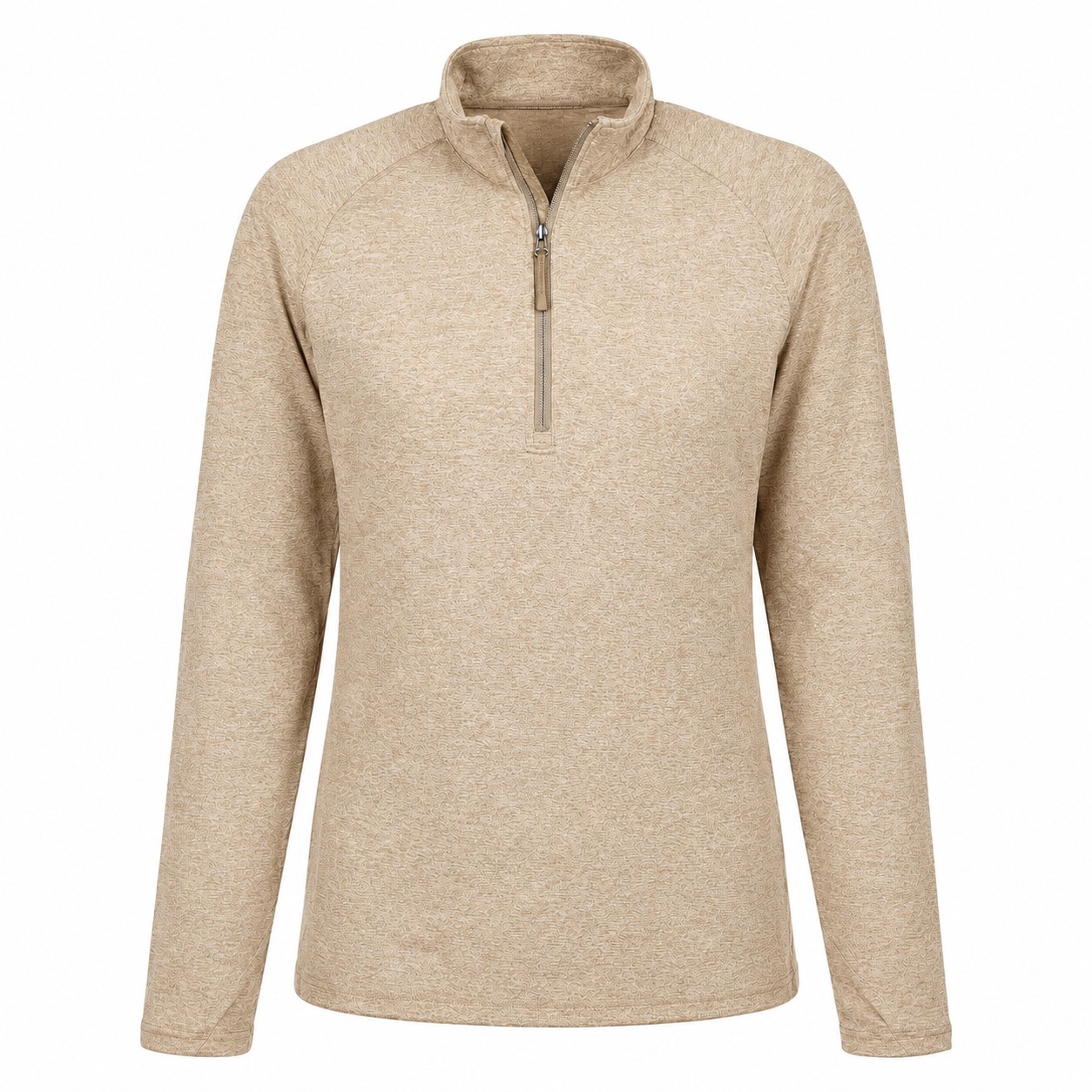 Ladies Recycled Stretch Quarter Zip Pullover — Tan Beige