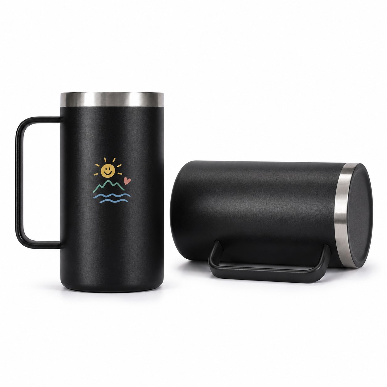 24 Oz Matte Stainless Steel Handle Mug