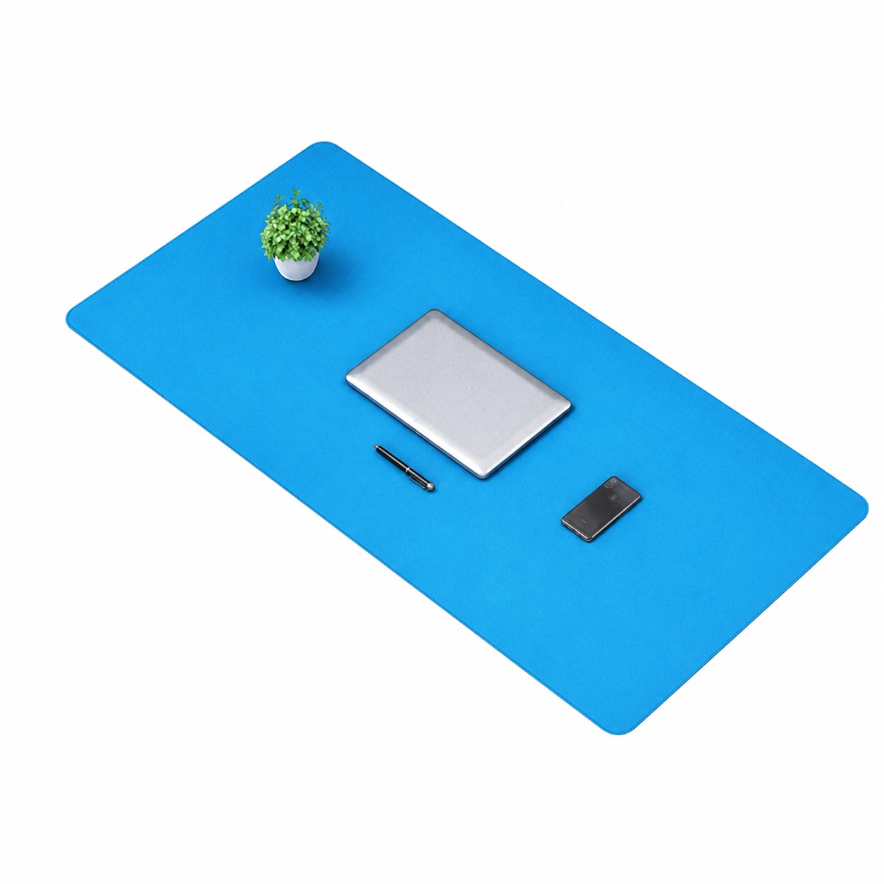 Leather Extended Mouse Pad — Cyan Blue
