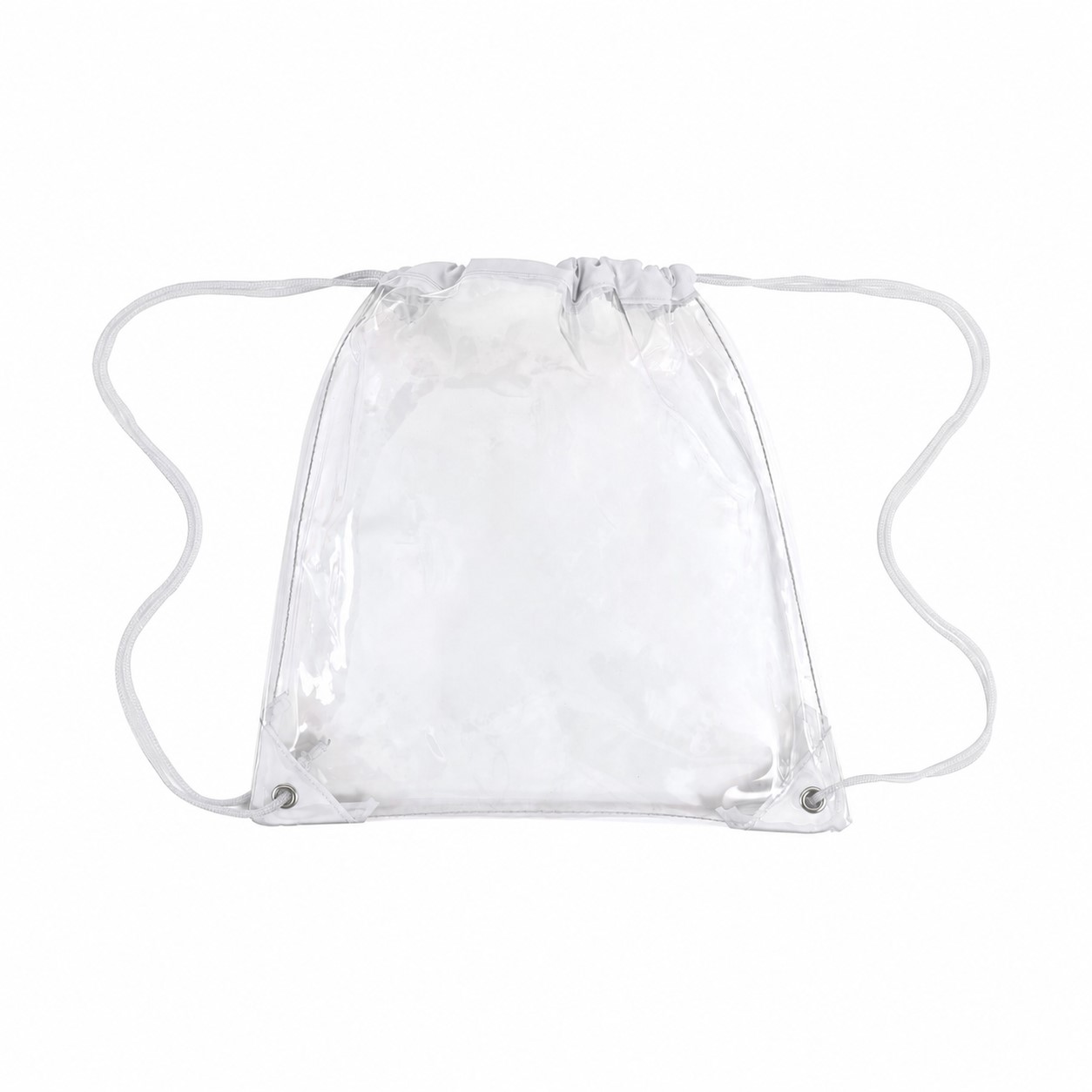 PVC And 210D Polyester Clear Drawstring Bag — White