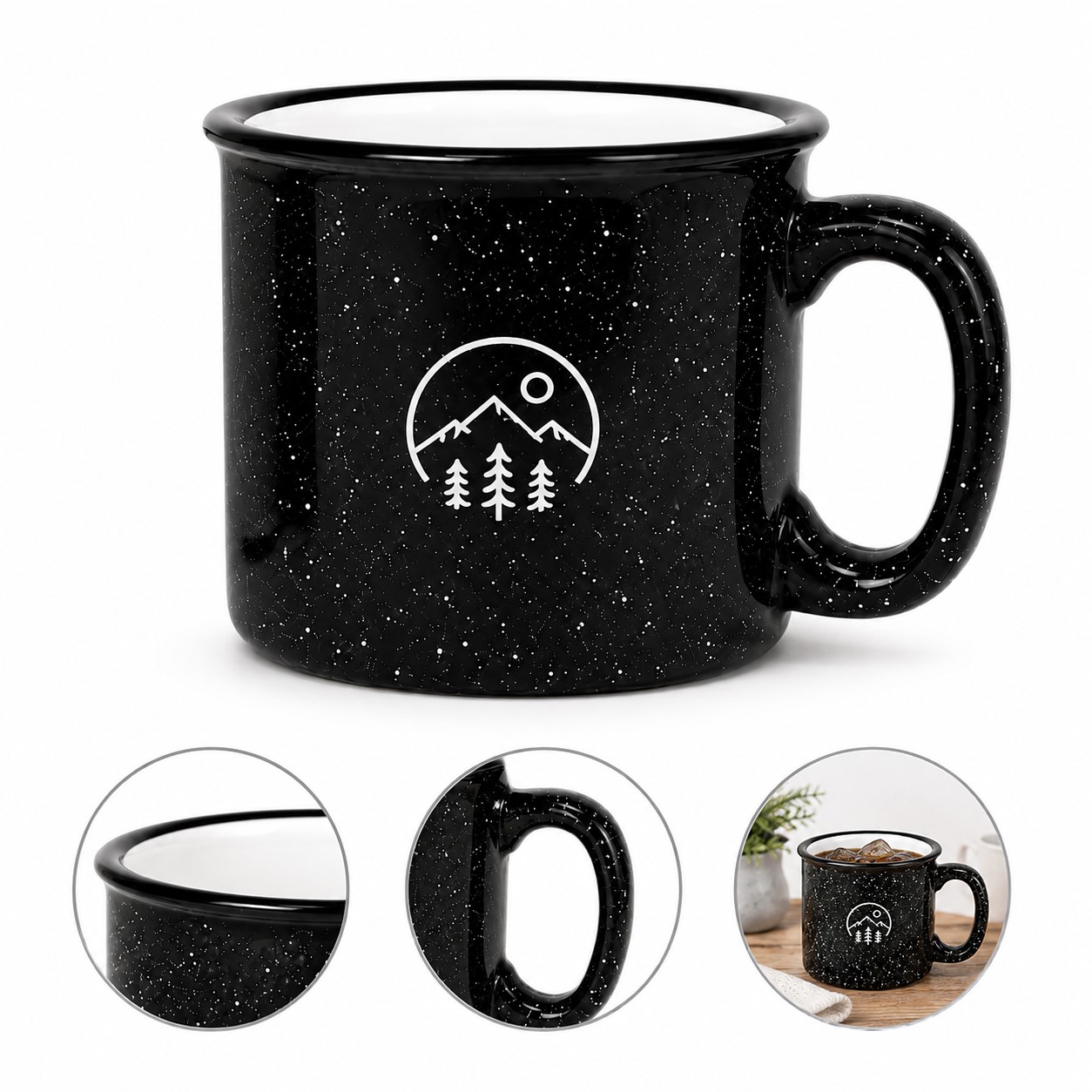 Black Rim Speckled Ceramic Camp Mug