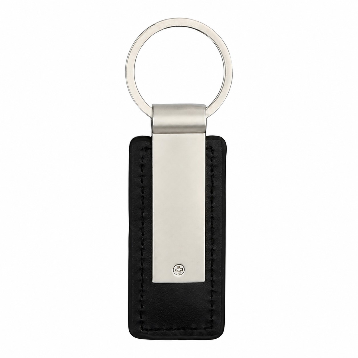 Rectangular PU Leather Keychain — Black