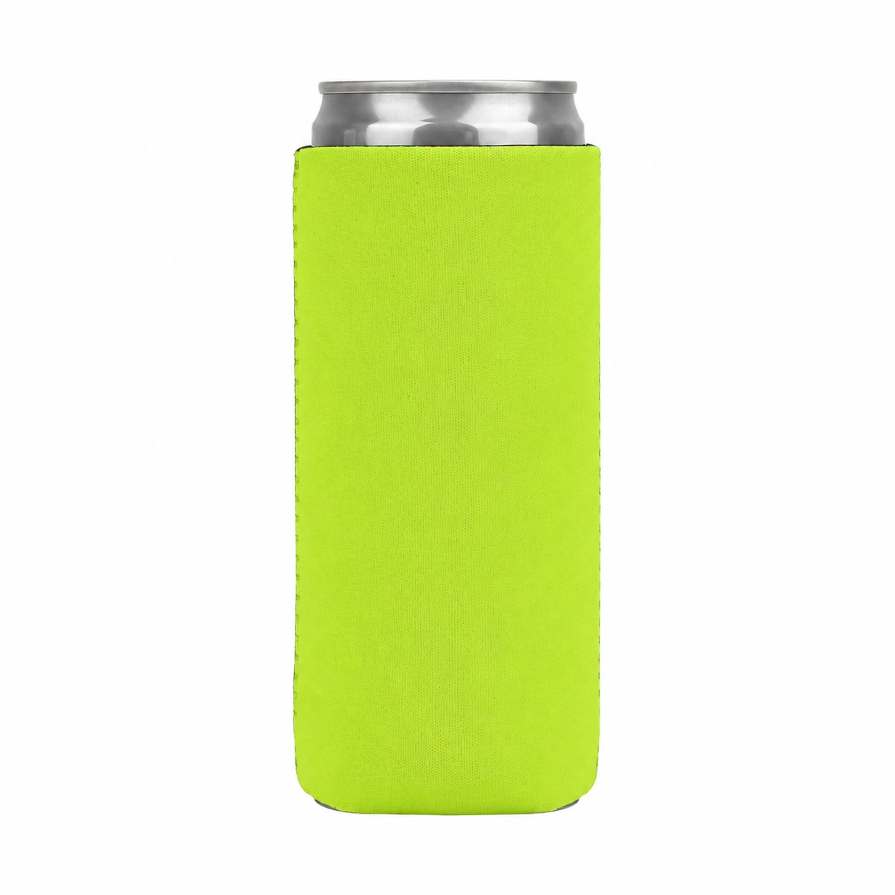 White Neoprene Slim Can Cooler — Lime Green