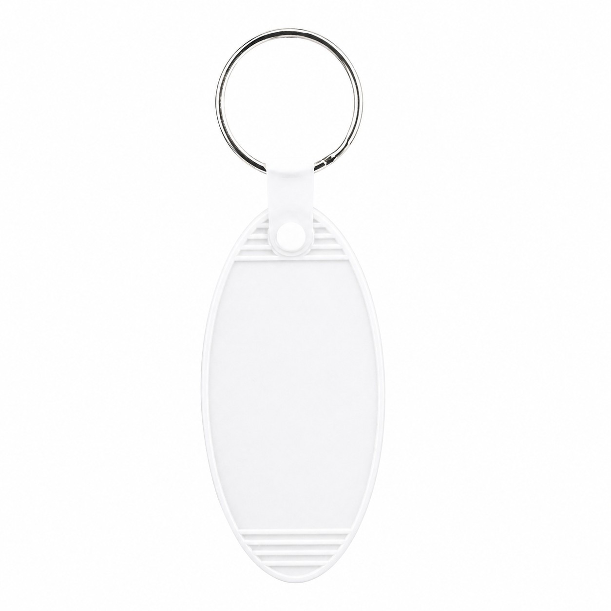 Retro Oval Plastic Keytag Ring — White