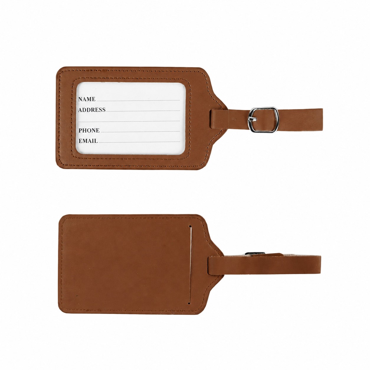 PU Leather Window Luggage Tag — Brown