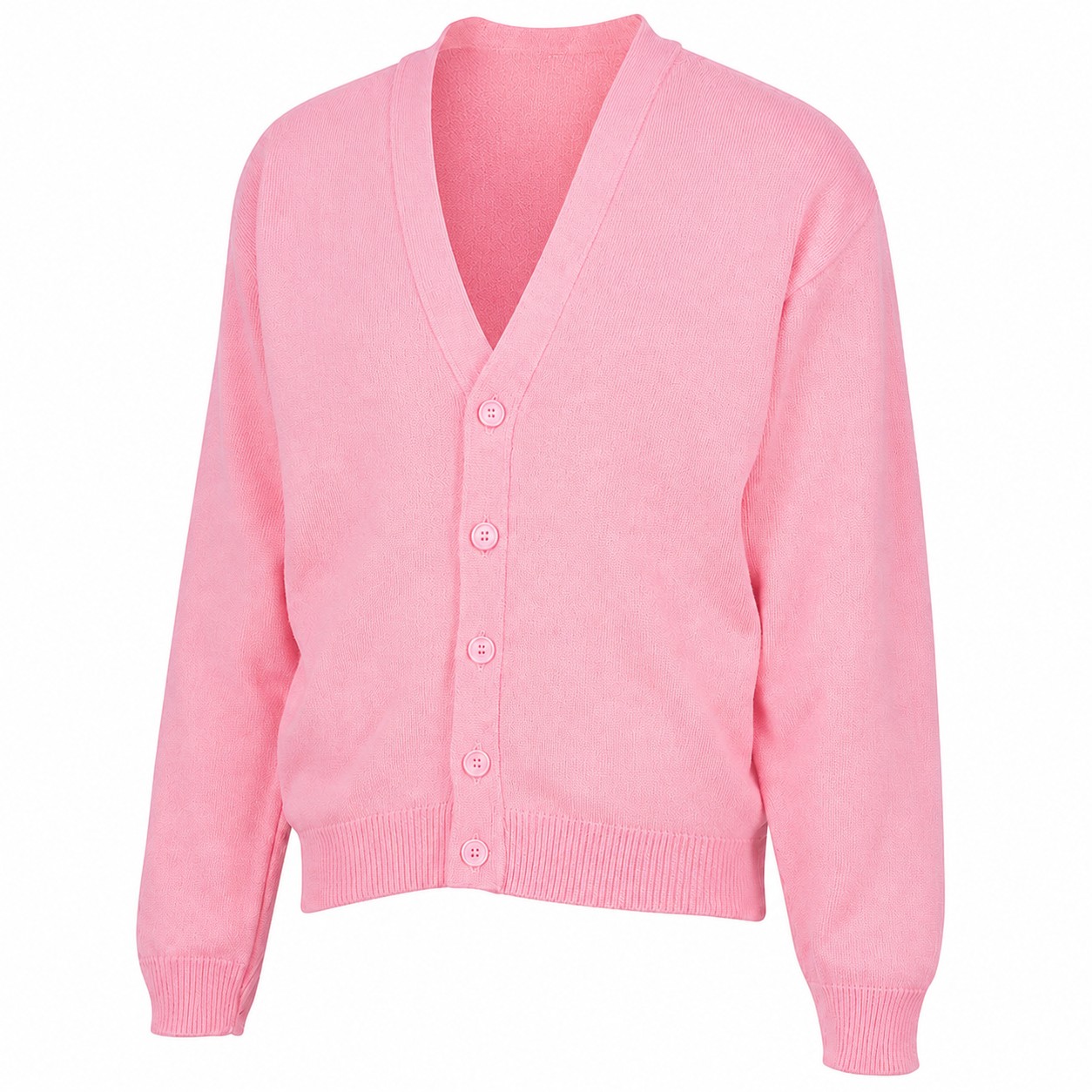Men's Acrylic V Neck Cardigan — Pink