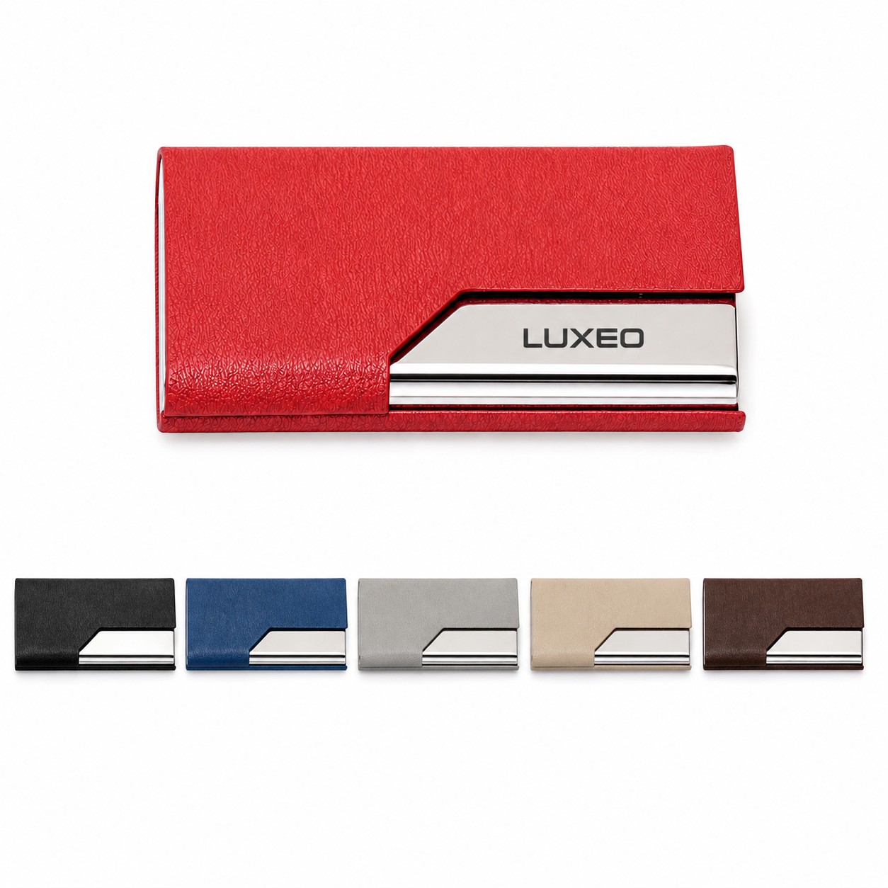 Compact Stainless Steel PU Magnetic Card Case