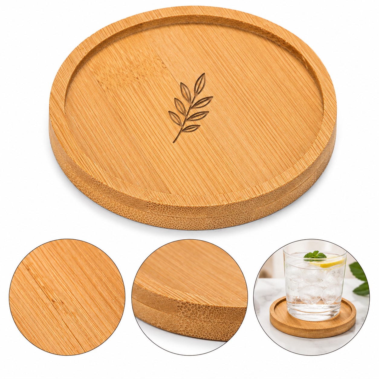 Round Wood Beverage Coaster