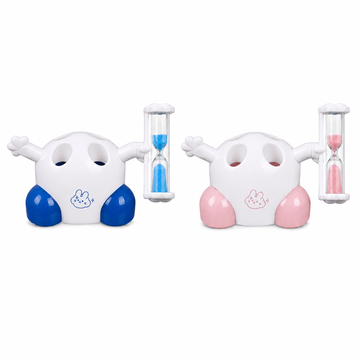 Plastic Toothbrush Holder With Three Minute Hourglass