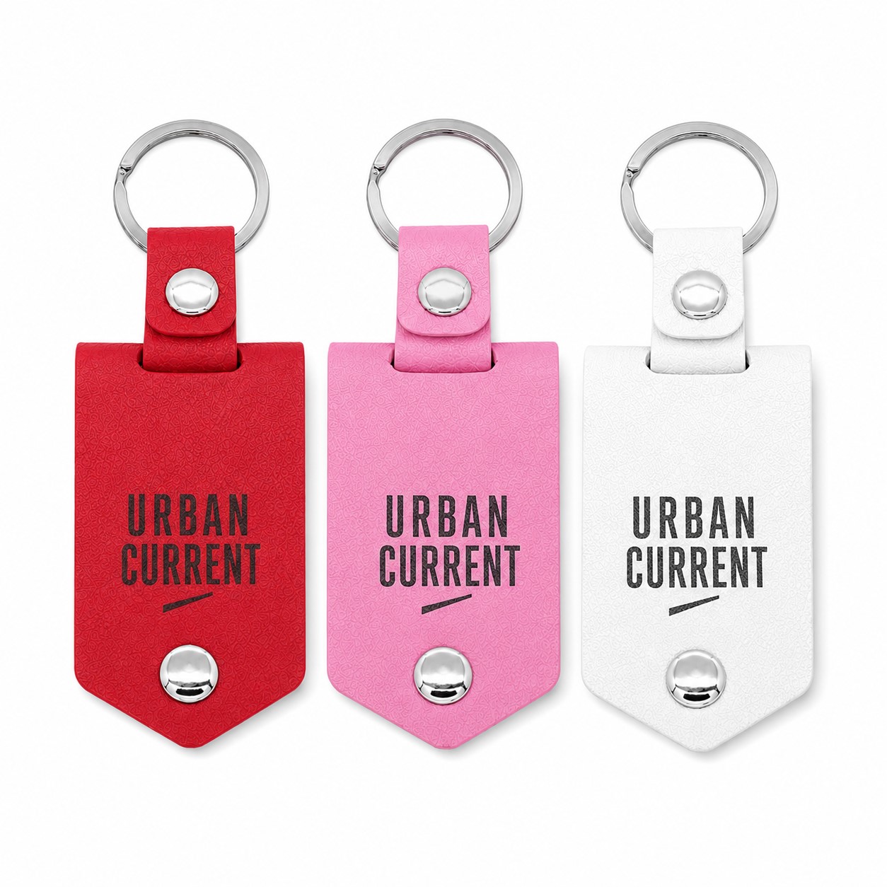 Label Style Leather Photo Keychain With Metal Ring