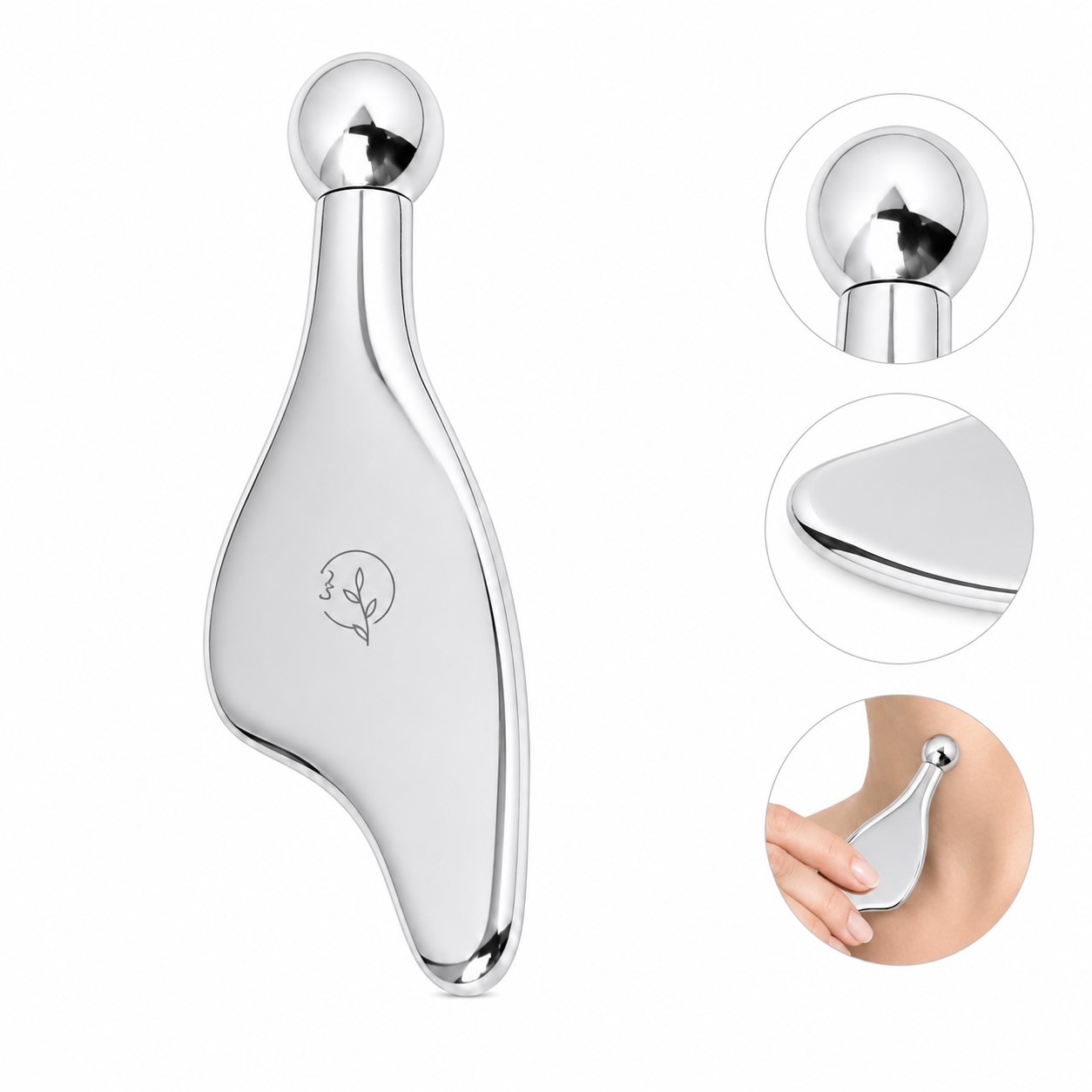 Metal Facial Massage Scraper With Dolphin Profile