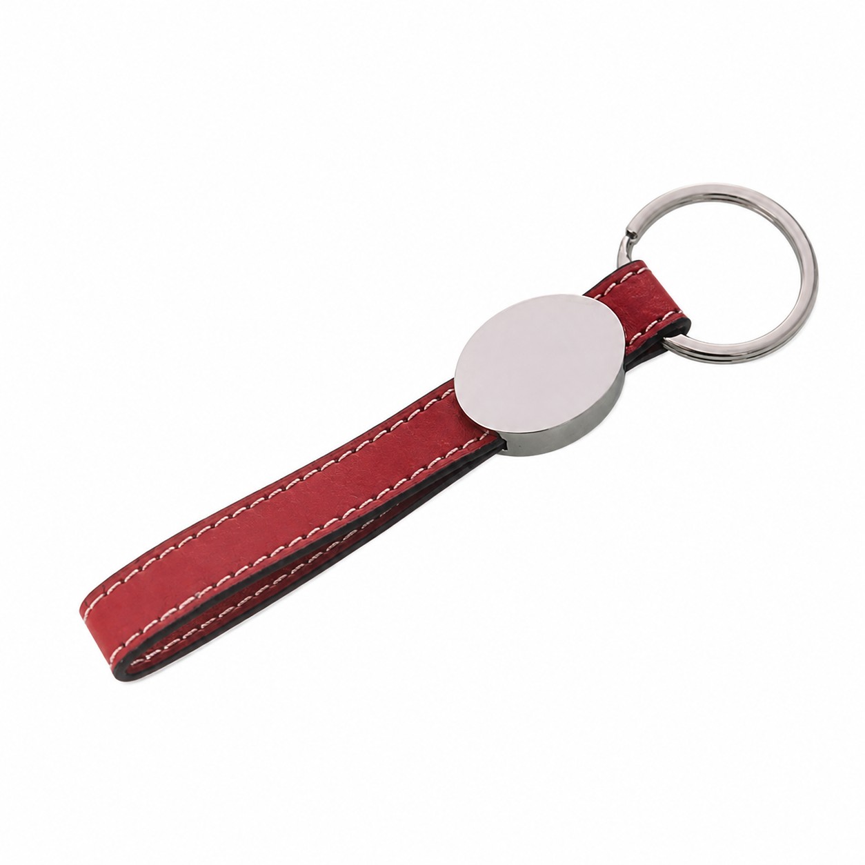 Stitched PU Wristlet Keychain With Nameplate — view 2