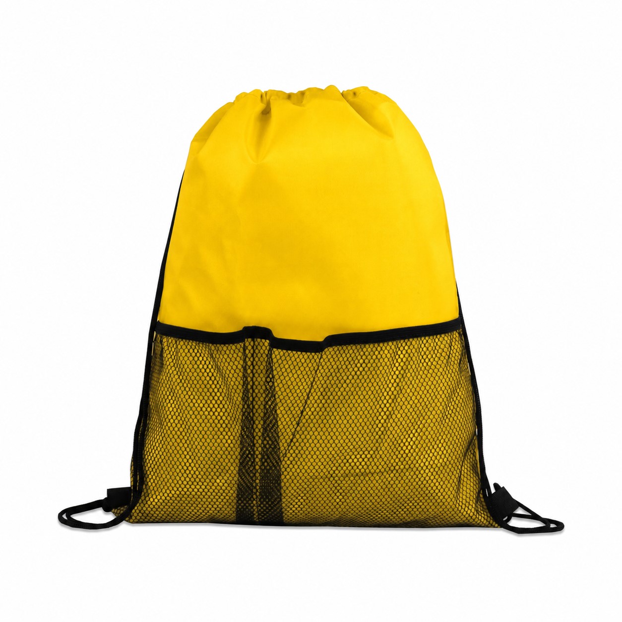 Mesh Pocket Drawstring Backpack — Yellow
