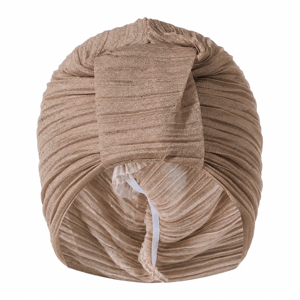 Sequin Polyester Elastic Turban Hat — Light Coffee Brown