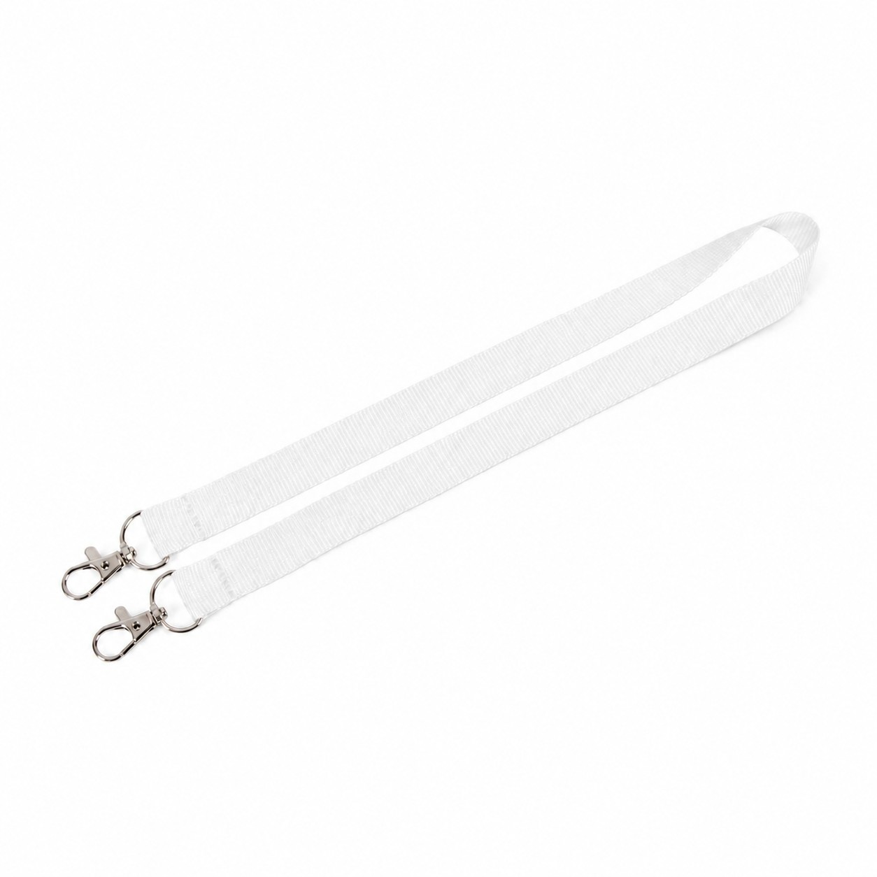 Polyester Dual Clip Lanyard — White