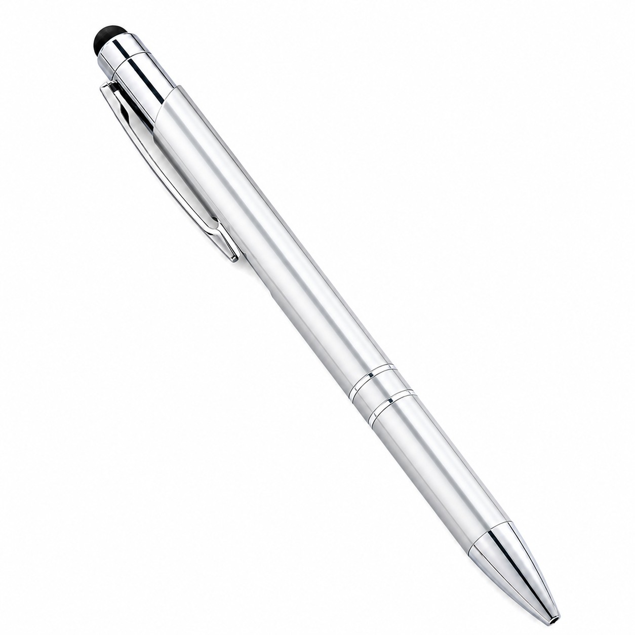 Retractable Stylus Ballpoint Pen — Silver
