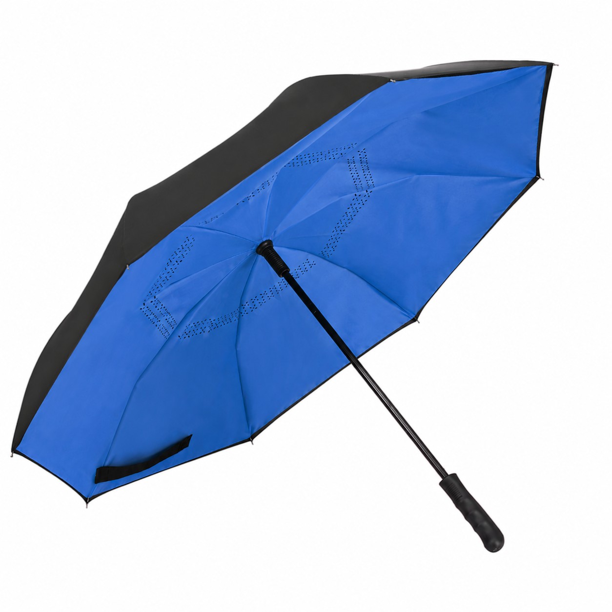 48" Reverse Auto Open Umbrella — Black/Blue