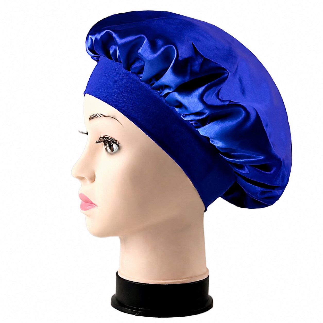 Satin Wide Band Sleep Bonnet — Royal Blue