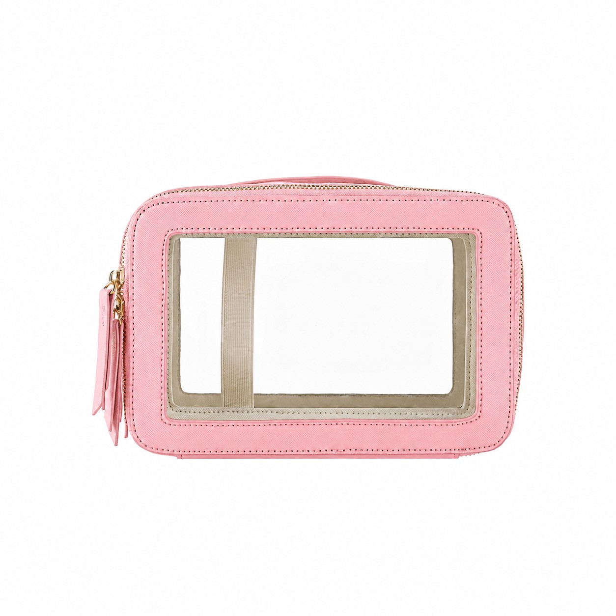 Double-Layer Top Handle Toiletry Bag — Pink