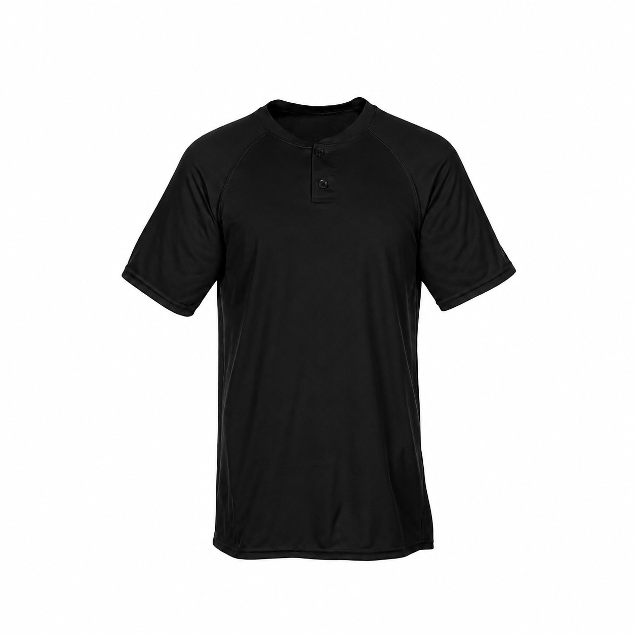 Polyester Two Button Baseball Jersey — Black