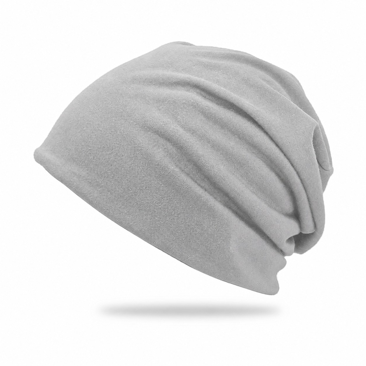 Polyester Slouchy Beanie Hat — Light Gray