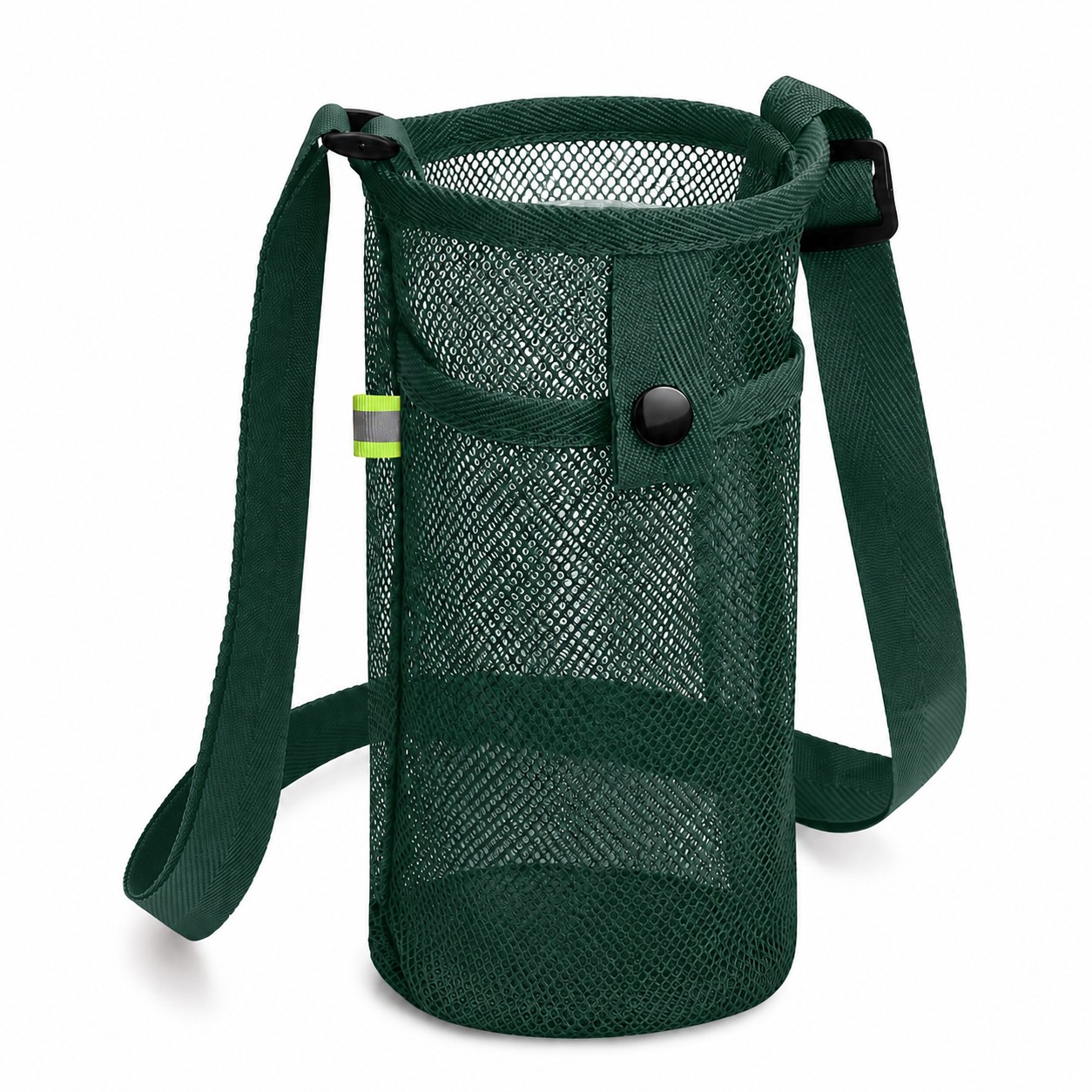 Mesh Water Bottle Holder With Strap — Dark Green
