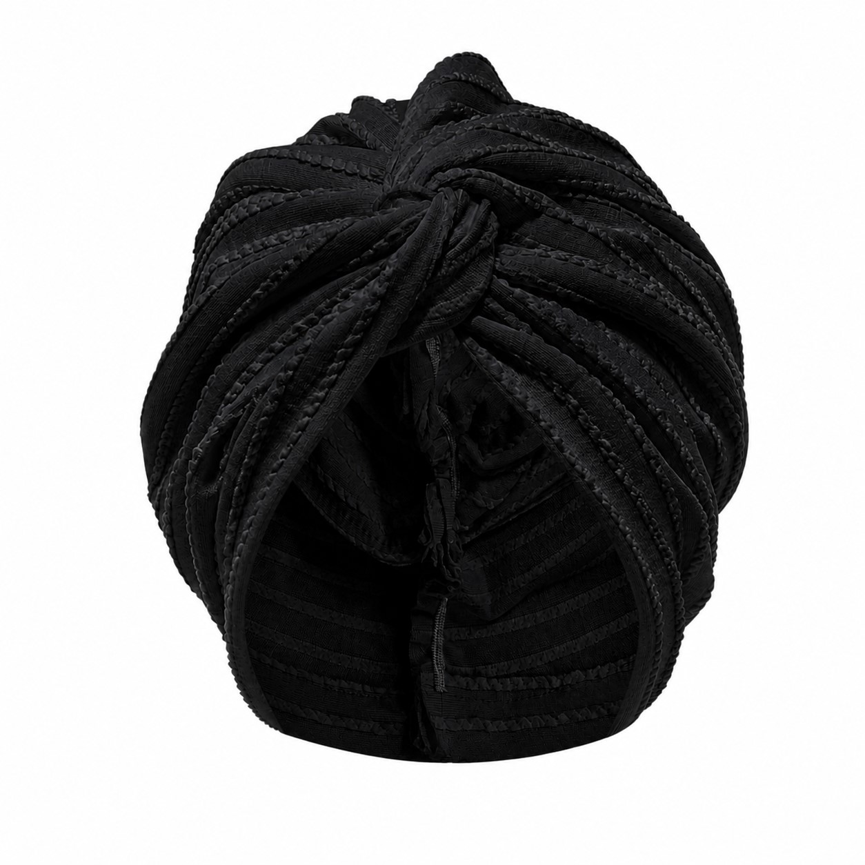 Coral Fleece Pull On Turban Hat — Black