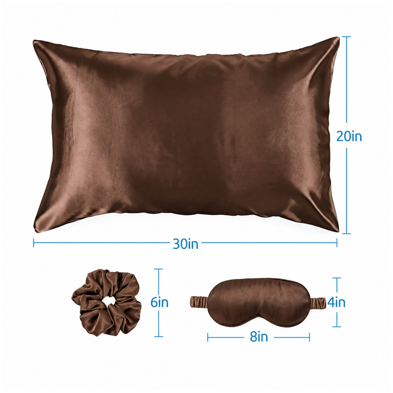 Satin Sleep Set With Pillowcase — Brown