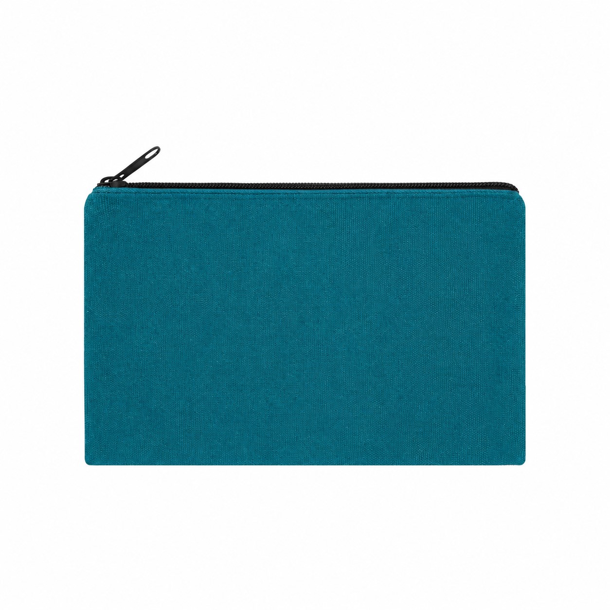 8.5-Inch Zippered Canvas Makeup Bag — Teal Blue