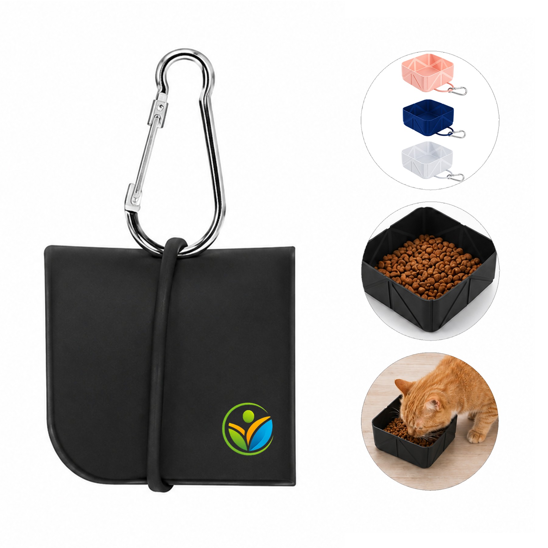 Collapsible Silicone Pet Bowl With Carabiner