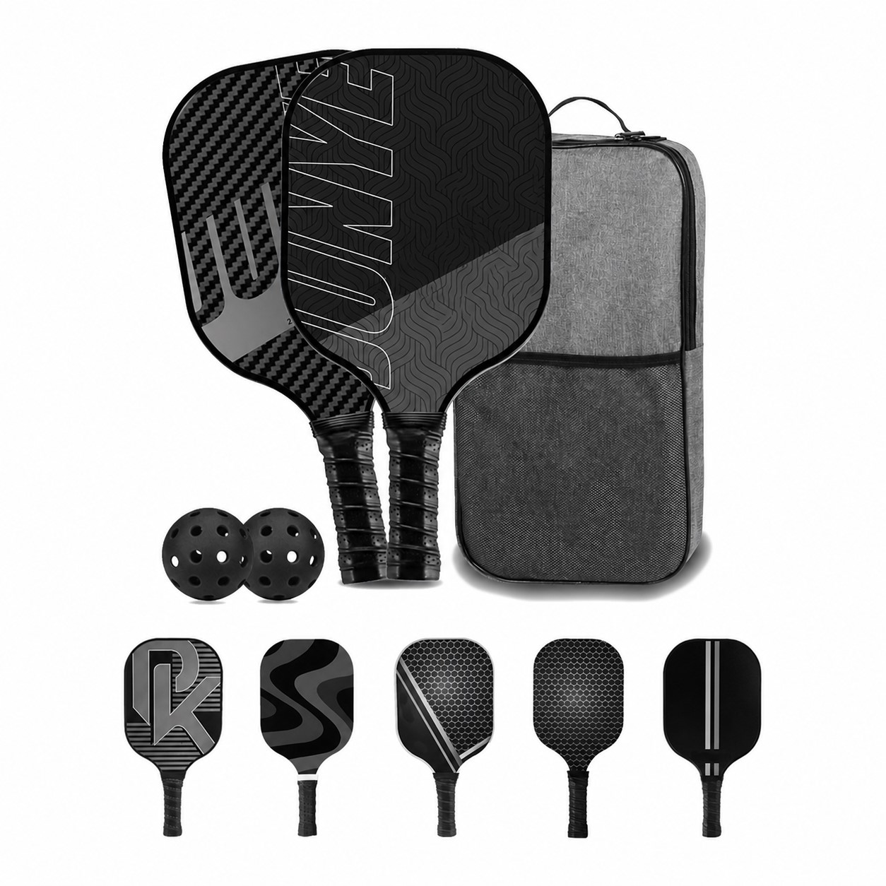 Carbon Fiber Pickleball Paddle Kit — Black