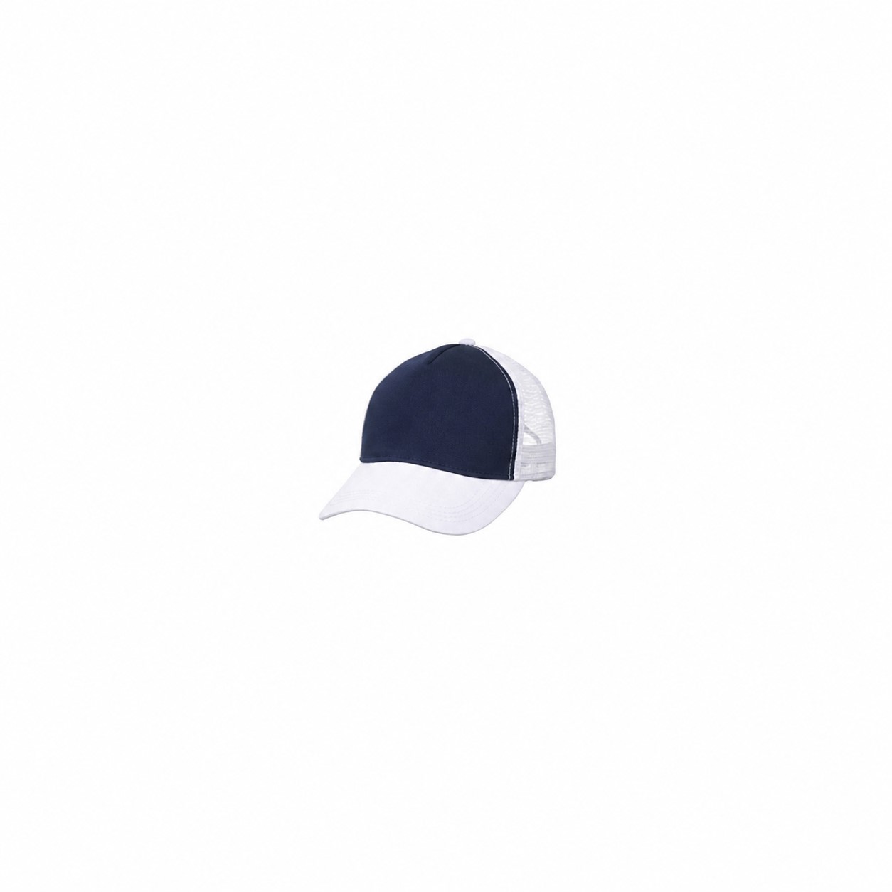 Structured Five Panel Trucker Cap — Navy Blue/White