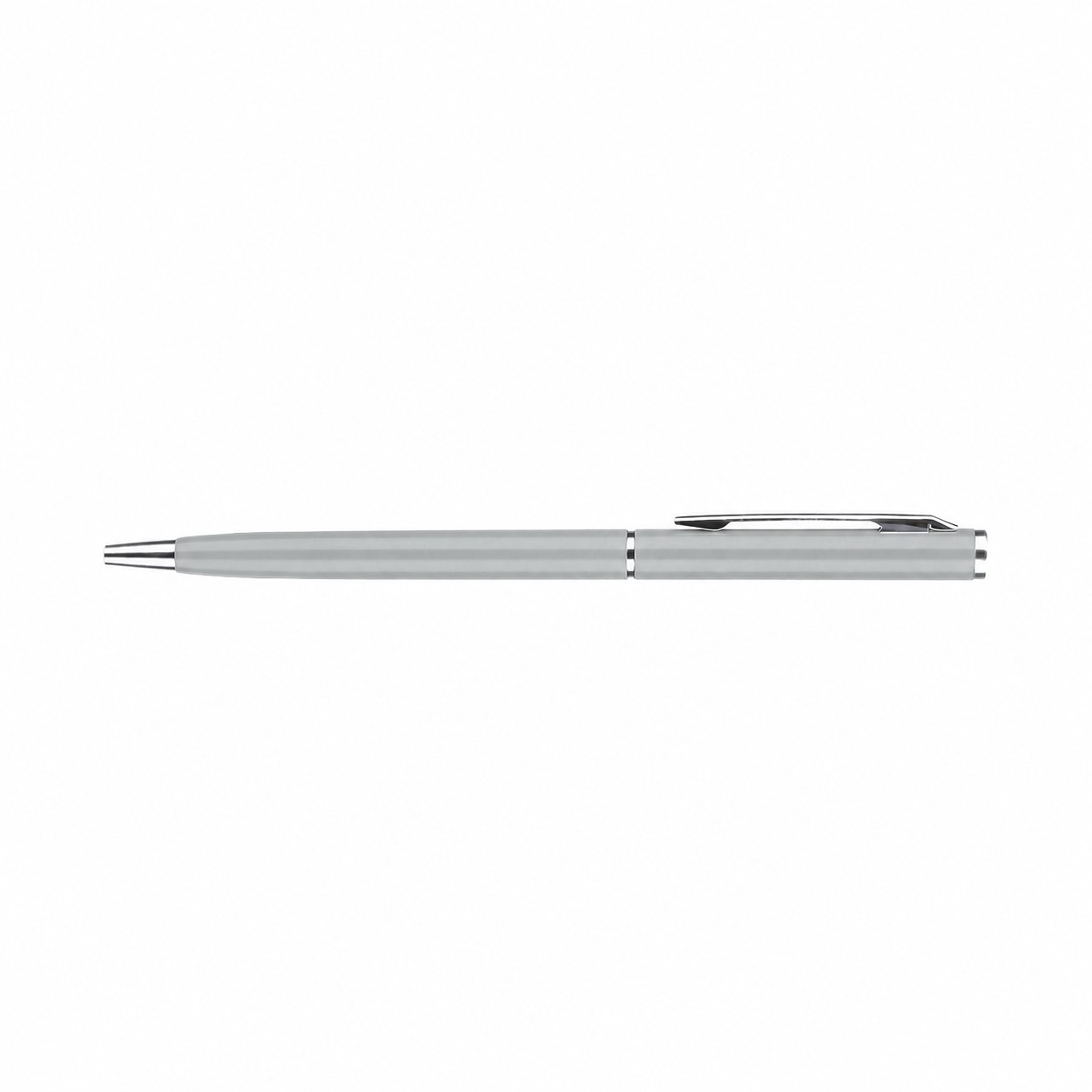 Slim Metal Barrel Twist Pen — Silver
