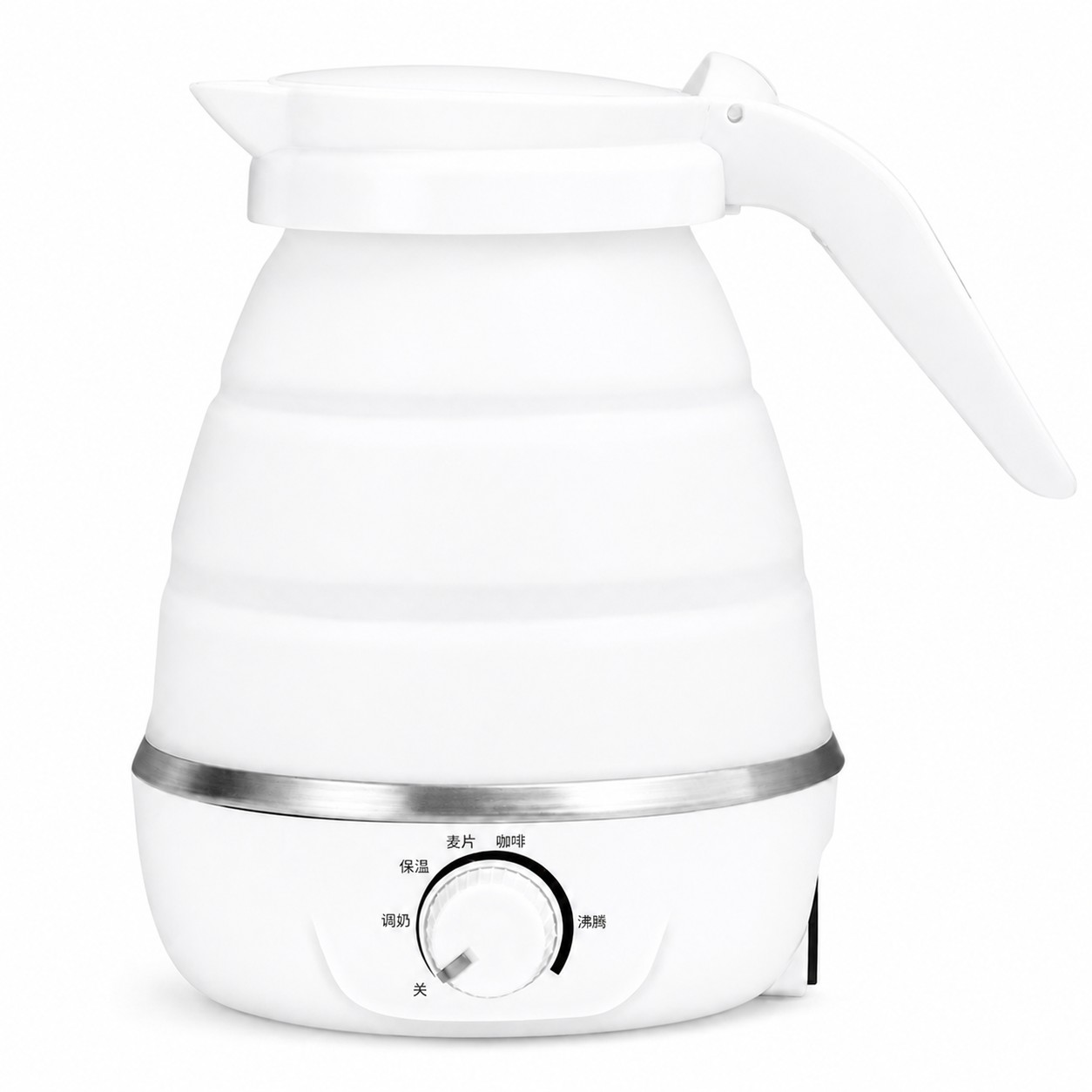 Collapsible Plastic Travel Kettle — White