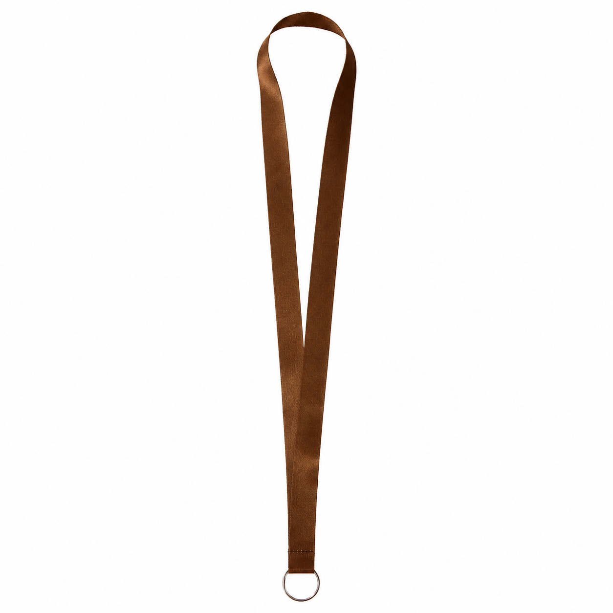 Satin Polyester Split Ring Lanyard — Brown
